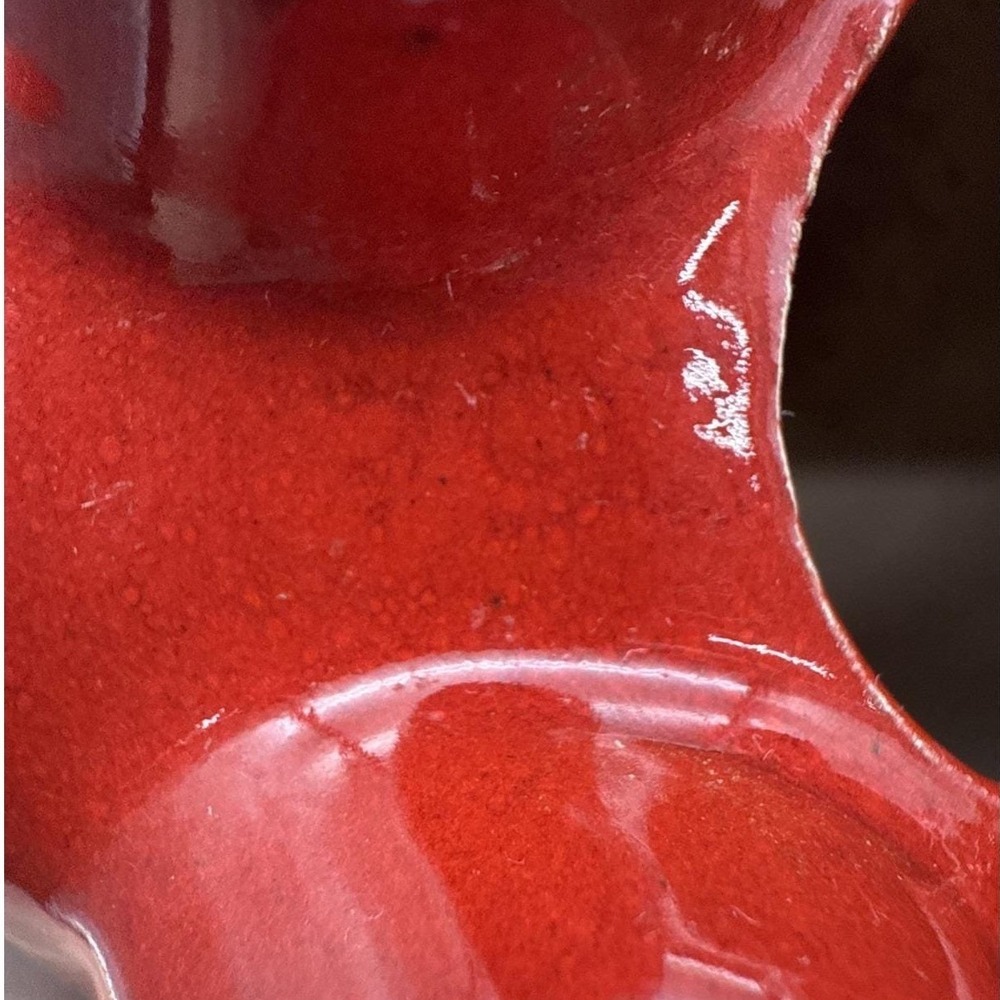 Vtg Stoneware/Ceramic Red Piggy Bank Glazed Pig Mushroom Floral 1979 Germany - Picture 9 of 10